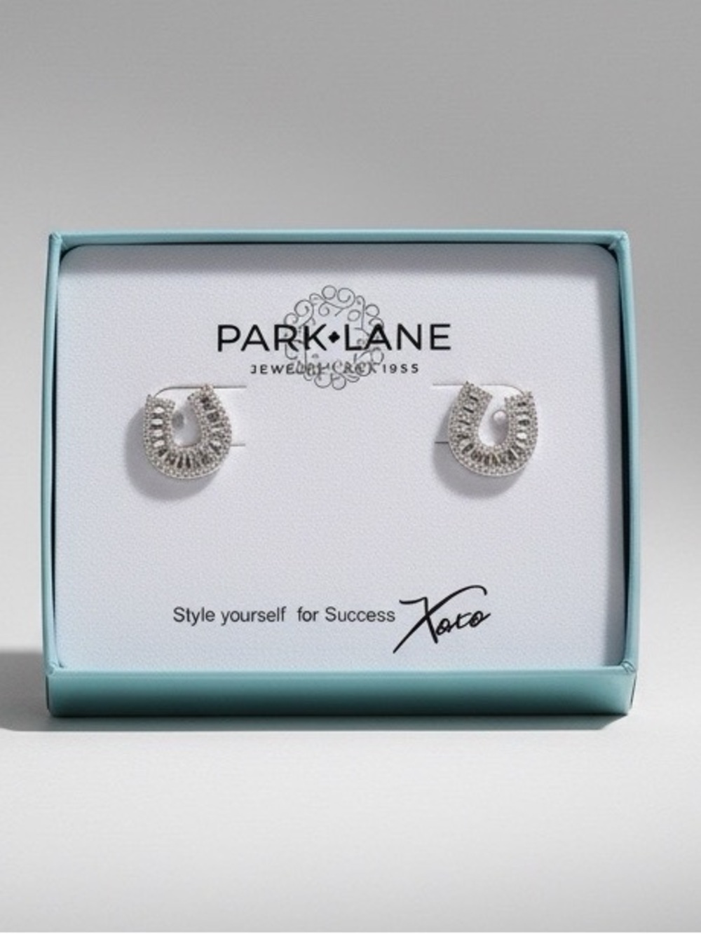 Park Lane Silver Tone Crystal Horseshoe "Cowboy" Earrings - NIB